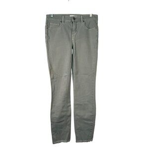 Loft Womens Modern Skinny Crop Jeans 24 00 Gray Cotton Mid-Rise Frayed Hem Denim